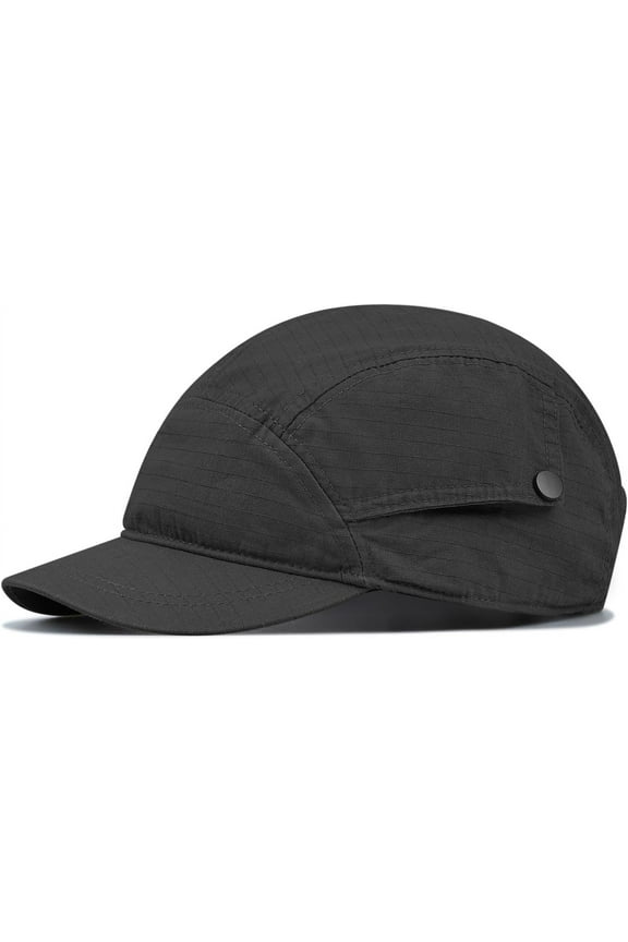 Short Brim 5 Panel Baseball Cap Cooling Trucker Dad Cap Adjustable Strap Cadet Cap Curved Brim Snapback Hats for Daily