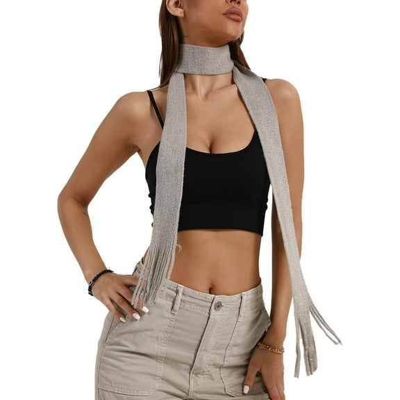 YooGuoGuo Skinny Scarf for Women Shiny Scarves Trendy Shawls and Wraps for Evening Dresses Head Scarf Neckerchief Y2k Outfits