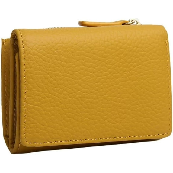 YooGuoGuo Small Wallet for Women RFID Blocking Genuine Leather Card Holder Minimalist Tri-Fold Purse with Zipper Coin Pocket