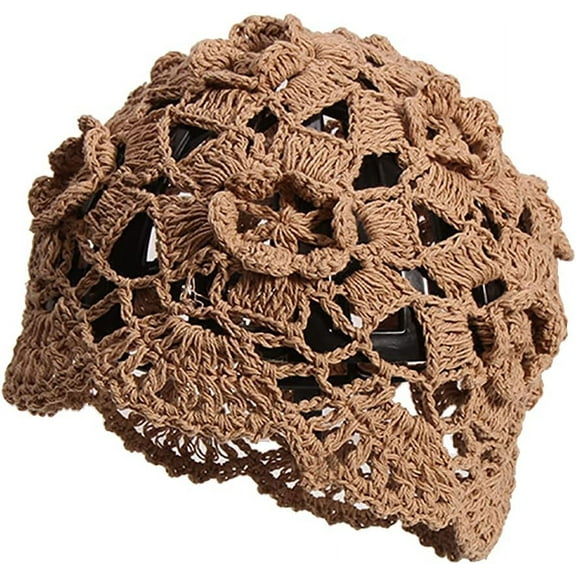 YooGuoGuo Soft Crochet Beanie Hat for Women Ladies Girls Solid Color Beige Knitted Cutout Slouchy Skull Cap