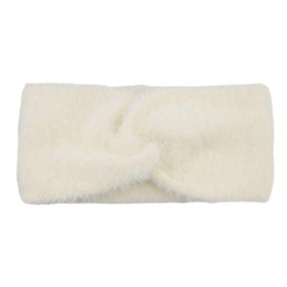 YooGuoGuo Solid Color Imitation Mink Cashmere Wide Headband Cross Knot Fluffy Bow Hairband Women Winter Ear Warmer Cycling Yoga Turban