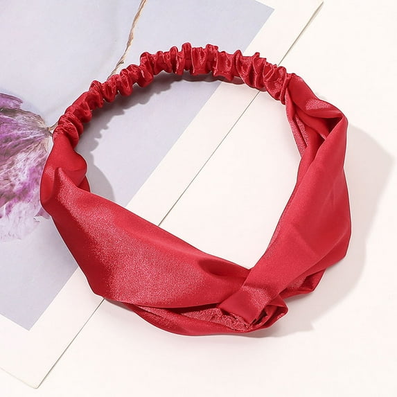 YooGuoGuo Solid Color Satin Silk Cross Knotted Hairbands Silky Luxury Brand Women Headband Makeup Bath Elastic Hair Bands Turban Headwrap