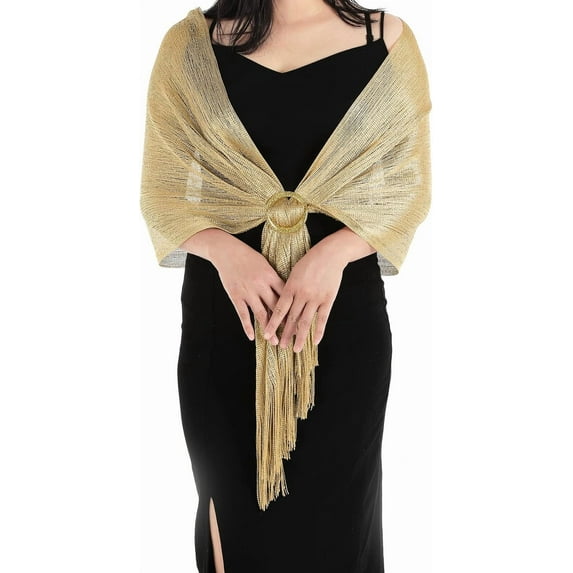 YooGuoGuo Sparkling Metallic Shawls and Wraps for Evening Dresses with Buckle Women Shawls and Wraps for Party Bride Bridesmaid