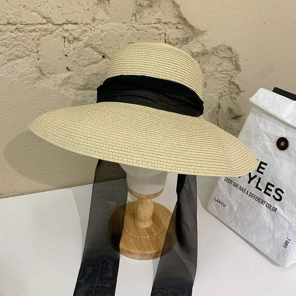 YooGuoGuo Straw Hat Female Summer Hats, Brimn French Sunscreen Hepburn Winding Hat Beaches, Folding Wild Hat Female Sunscreen Hat