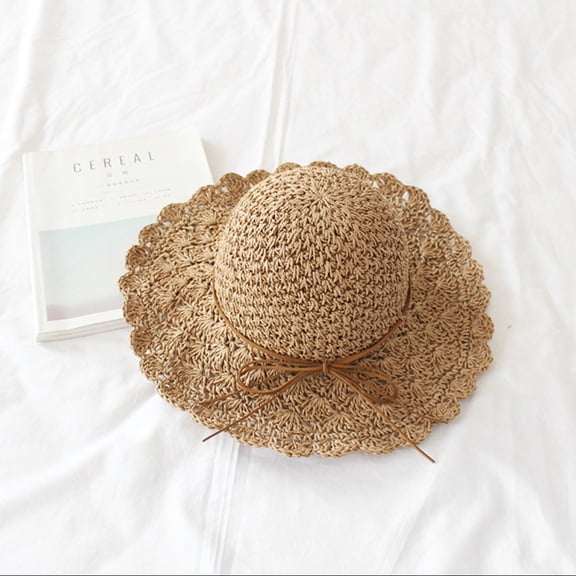 YooGuoGuo Straw Hat Female Summer Small Fresh Beach Big Hat, Brimi, Sunscreen Hat, Hand Woven Foldable Shading Hat