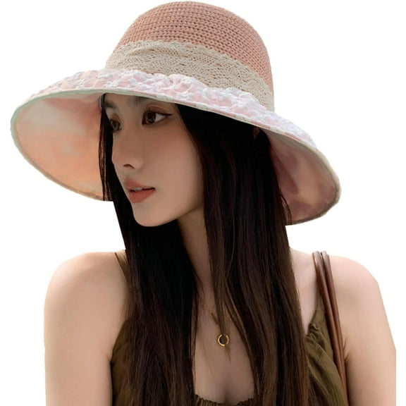 YooGuoGuo Straw Hat Summer Women Beach Bow Sun Protection New Hat Sweet Floral Lace Fisherman Hat