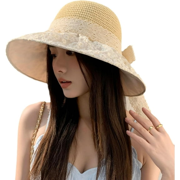 YooGuoGuo Straw Hat Summer Women Beach Bow Sun Protection New Hat Sweet Floral Lace Fisherman Hat