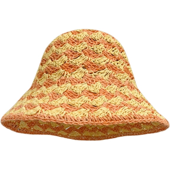 YooGuoGuo Straw Sun Hat Women Woven Summer Plaid Cute Wide Striped Bohemian Fisherman Beach Travel Spring Summer