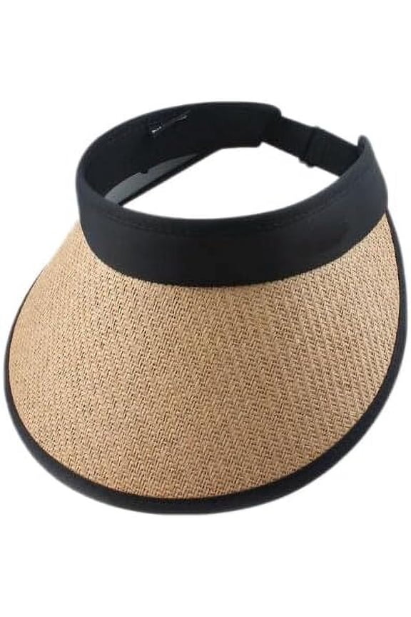 Straw Sun Visor Hats Wide-Brim Visors Foldable Beach Hat Summer Empty-Top Hat for Women Packable