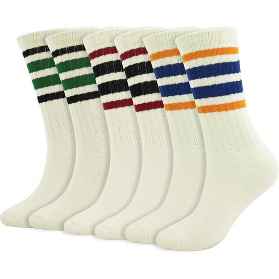 YooGuoGuo Striped Crew Socks Women - Retro Novelty Socks - Stretchy Casual Athletic Cotton Sock Size 5-11