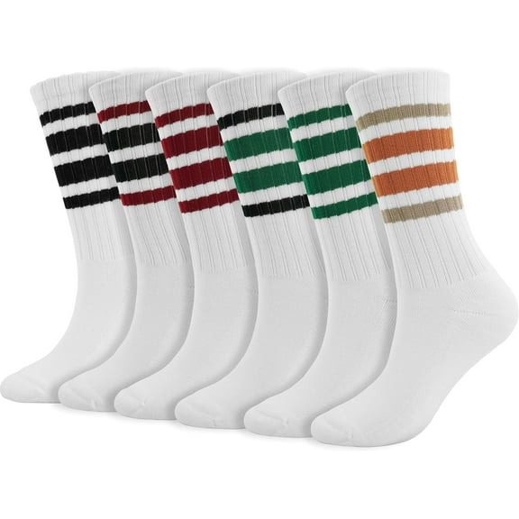 YooGuoGuo Striped Crew Socks Women - Retro Novelty Socks - Stretchy Casual Athletic Cotton Sock Size 5-11