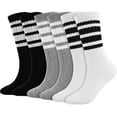 thumbnail image 1 of YooGuoGuo Striped Crew Socks Women - Retro Novelty Socks - Stretchy Casual Athletic Cotton Sock Size 5-11, 1 of 6
