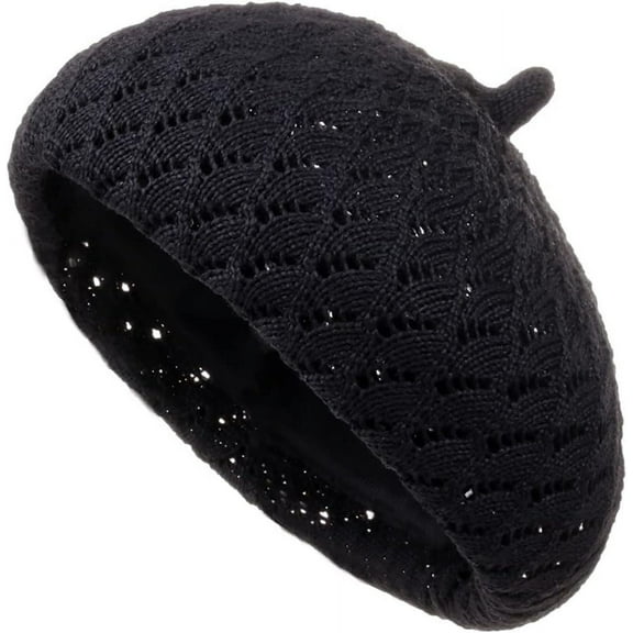 YooGuoGuo Summer Beret Hats for Women Fashionable French Style Beanie Hat Ladies Girls Crochet Cutout Knit Painters Cap