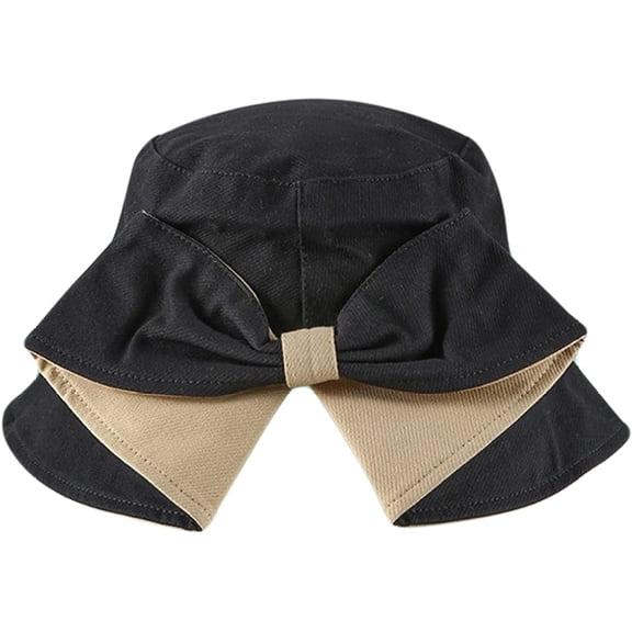 YooGuoGuo Summer Bucket Hats for Women Solid Color Cotton Packable Basin Hat Charming Fisherman Hat with Bow Wide-Brimmed