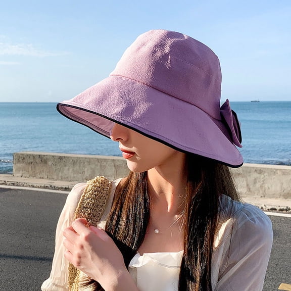 YooGuoGuo Summer New Pot Hat Women's Outdoor Travel Bow Fisherman Hat Leisure Versatile Korean Edition Sun Sunshade And Sunscreen Hat