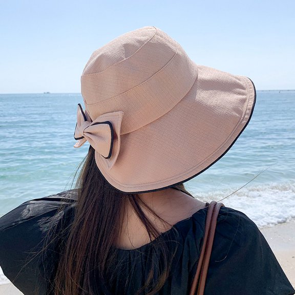 YooGuoGuo Summer New Pot Hat Women's Outdoor Travel Bow Fisherman Hat Leisure Versatile Korean Edition Sun Sunshade And Sunscreen Hat
