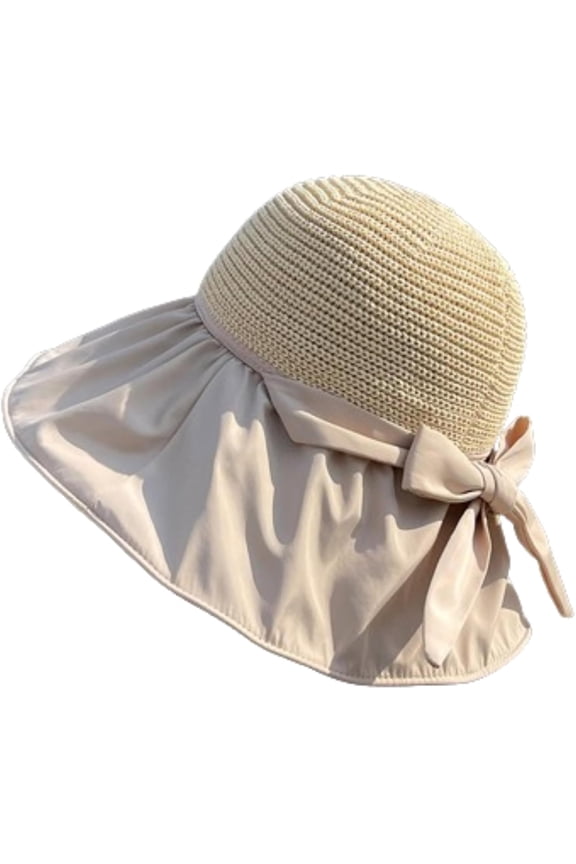 Sun Hats for Women Bow Bucket Hat Wide Brim Mesh UV Protection Hat for Beach Summer Packable Floppy Travel