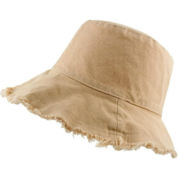 YooGuoGuo Sun Hats for Women Bucket Hat Frayed Edge Summer Casual Wide Brim Cotton Beach Vacation Travel Accessories Canvas Headwear