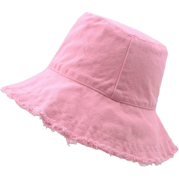 YooGuoGuo Sun Hats for Women Bucket Hat Frayed Edge Summer Casual Wide Brim Cotton Beach Vacation Travel Accessories Canvas Headwear