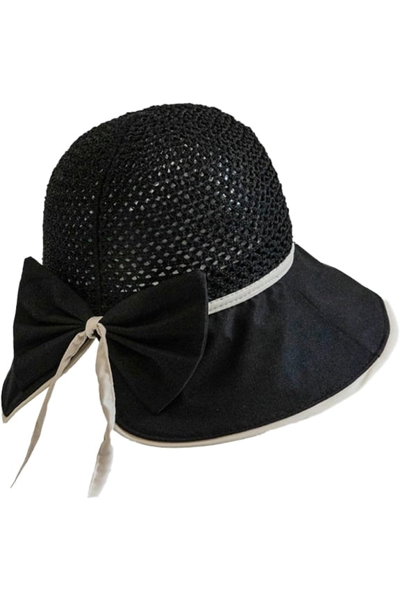 Sun Hats for Women Mesh Wide Brim UV Protection Bow Bucket Hats Split Back Foldable Fishing Cap