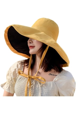 Super Wide Brim Women Sun Hat Cotton Floppy Packable Reversible Wired Edge Hats UV Protection Summer Beach Travel Garden