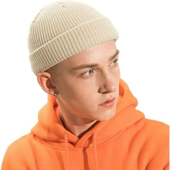 YooGuoGuo Swag Short Fisherman Beanie for Men Women, Rolled Cuff Harbour Hat Wool Knit Cuff Winter Warm Ski Skull Hat Cap