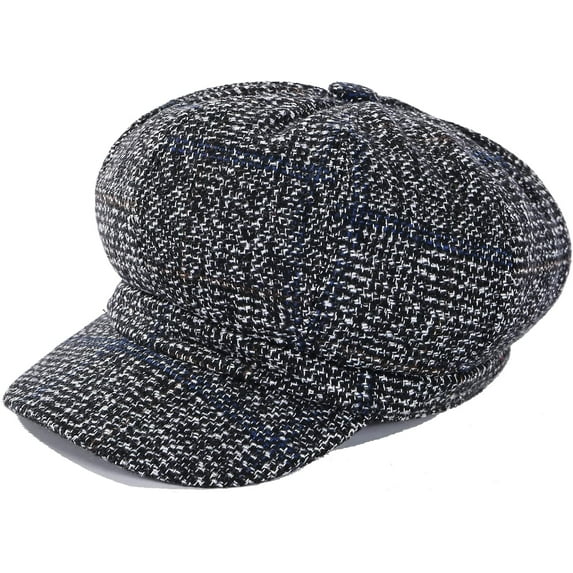 YooGuoGuo Thick Plaid Woolen Newsboy Cap Vintage Casual Visor Berets 8 Panel Paperboy Hats for Women Ladies
