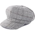 thumbnail image 1 of YooGuoGuo Thick Plaid Woolen Newsboy Cap Vintage Casual Visor Berets 8 Panel Paperboy Hats for Women Ladies, 1 of 5