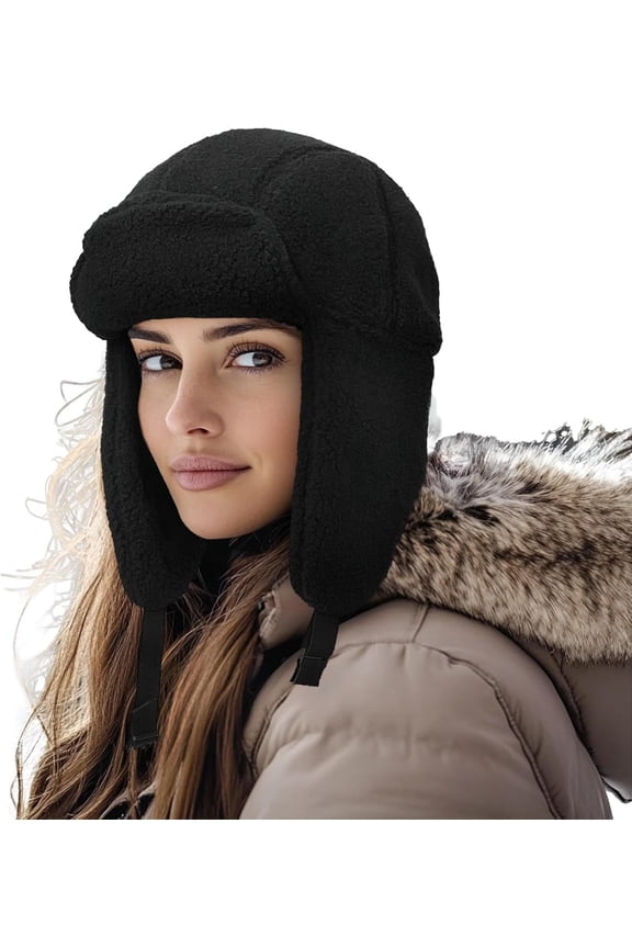 Trapper Hat Warm Fleece Winter Hat with Adjustable Chin Strap, Windproof Waterproof Ski Ushanka Hats for Cold Weather