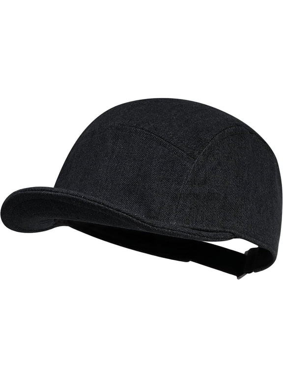 Trucker 5 Panel Hat Short Bill Cadet Cap Denim Baseball Hat Unstructured Cotton Dad Hats Snapback Fitted Flat-Bill Cap