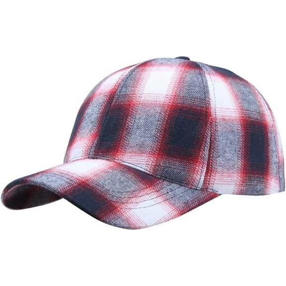 YooGuoGuo Unisex Casual Plaid Baseball Cap Hats for Women Men Fitted Outdoor Trucker Hat Stripe Checked Print Dad Hat Adjustable