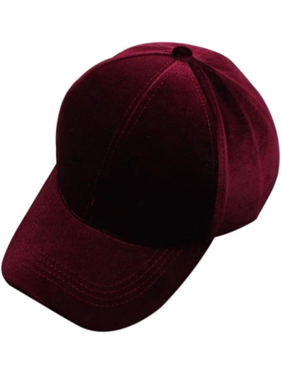 Unisex Classic Velvet Basketball Hat Adjustable Everyday Trucker Hat Snapback Cap (Wine Red)