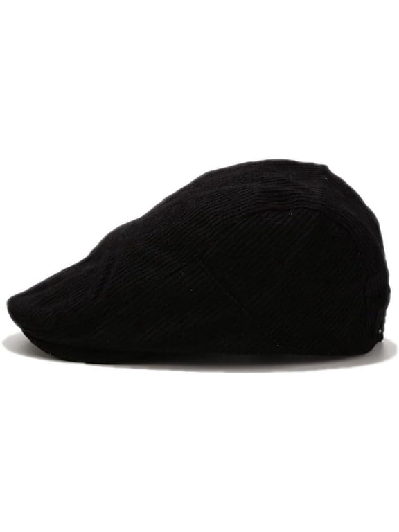 Unisex Corduroy Flat Newsboy Cap with Snap Button Vintage Driving Hat for Women Men