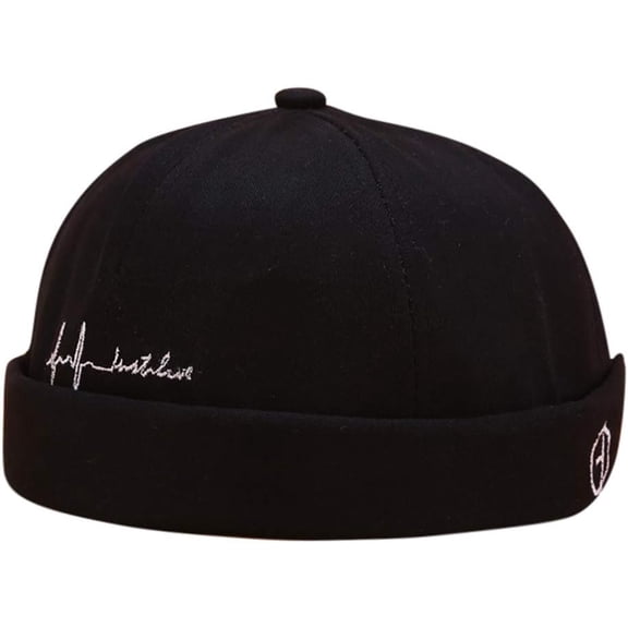 YooGuoGuo Unisex Embroidery Cotton Brimless Harbour Sailor Hats Casual Fashion No Visor Hip Hop Dome Caps Rolled Cuff Retro Docker Caps