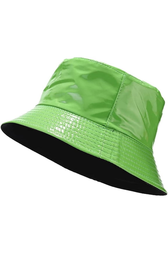 Unisex Stylish Waterproof Bucket Hat PU Leather Rain Hats Reversible Packable Multicolor Travel Sun Fishmen Cap