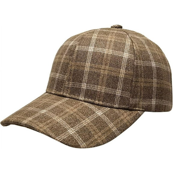 YooGuoGuo Unisex Tweed Baseball Cap Men Women Plaid Checked Dad Hat Adjustable Stylish Fall Winter Trucker Hats for Outdoor Travel