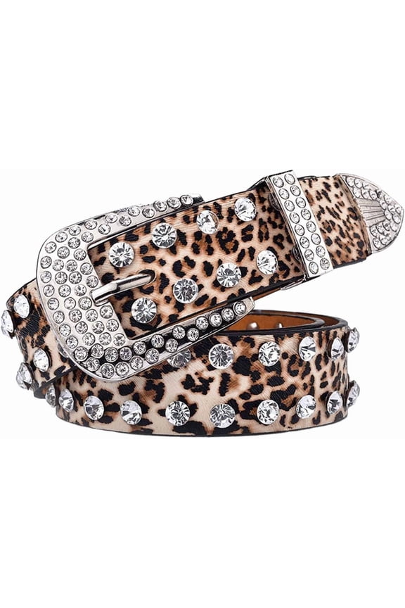 Versatile men's and women's waist belts, women's rhinestone inlaid leopard print waist belts, wide waistbands