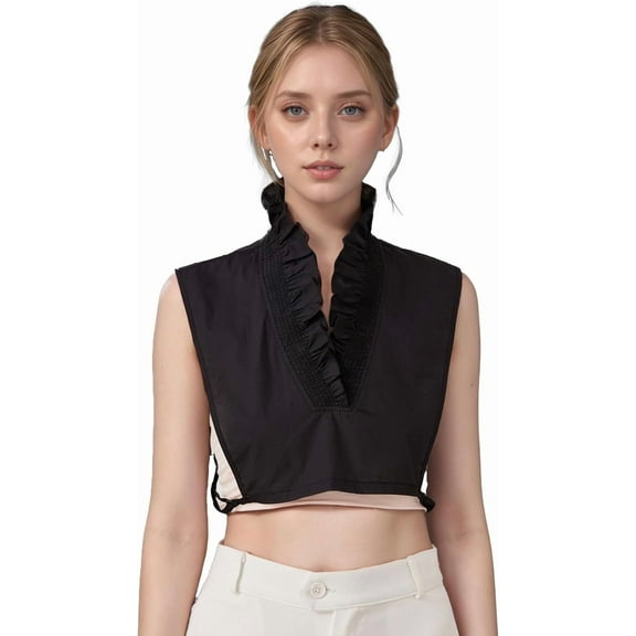 YooGuoGuo Victoria Cotton Shirts Elegant Ruffle Collar V Neck Dickey Mock Turtleneck Faux Collars for Women Girls