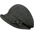 thumbnail image 1 of YooGuoGuo Vintage Bownot Bowler Hats for Women Autumn Fashion Tweed Top Hats Slouchy Short Brim Felt Derby Hat(Several Colors), 1 of 5