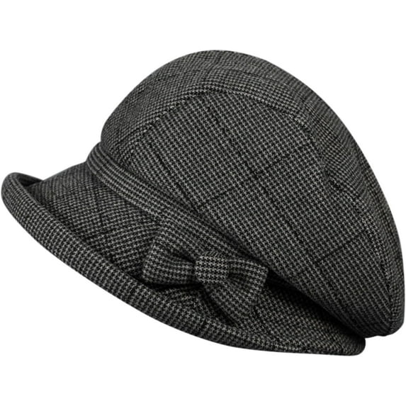 YooGuoGuo Vintage Bownot Bowler Hats for Women Autumn Fashion Tweed Top Hats Slouchy Short Brim Felt Derby Hat(Several Colors)