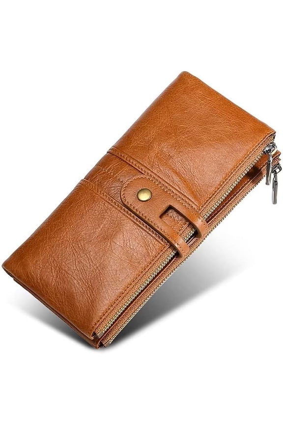 Wallet for Women Genuine Leather Card Holder Vintage Long Clutch Wallets Travel Phone Purse With RFID Blocking