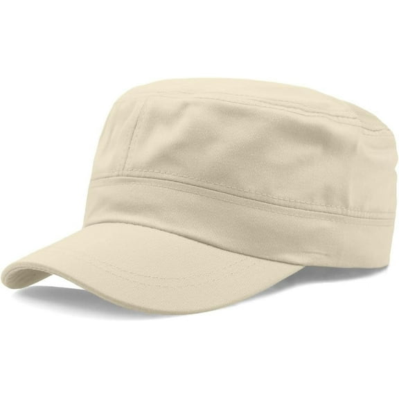 YooGuoGuo Washed Cotton Basic Cadet Army Cap Everyday Military Style Hat Vintage Flat Top Cap