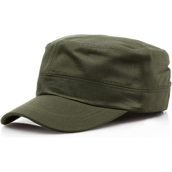 YooGuoGuo Washed Cotton Basic Cadet Army Cap Everyday Military Style Hat Vintage Flat Top Cap