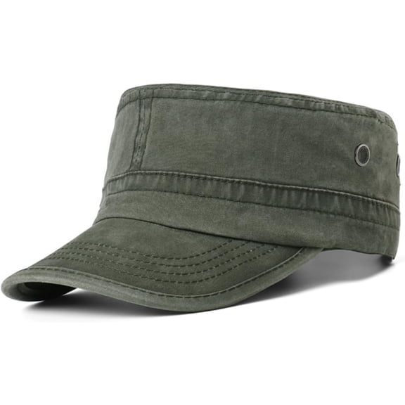 YooGuoGuo Washed Cotton Military Caps Unisex Adjustable Cadet Army Cap Classic Vintage Captain Hat Flat Top Cap