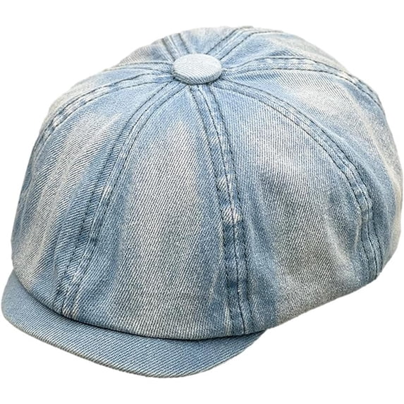 YooGuoGuo Washed Denim Newsboy Cap 8 Panel Baker Boy Flat Hat Driving Jean Painter Beret