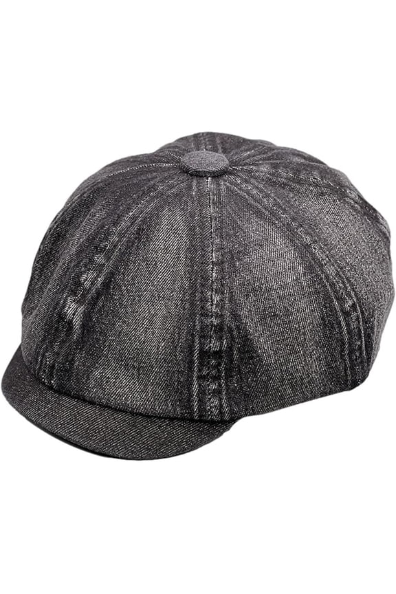 Washed Denim Newsboy Cap 8 Panel Baker Boy Flat Hat Driving Jean Painter Beret