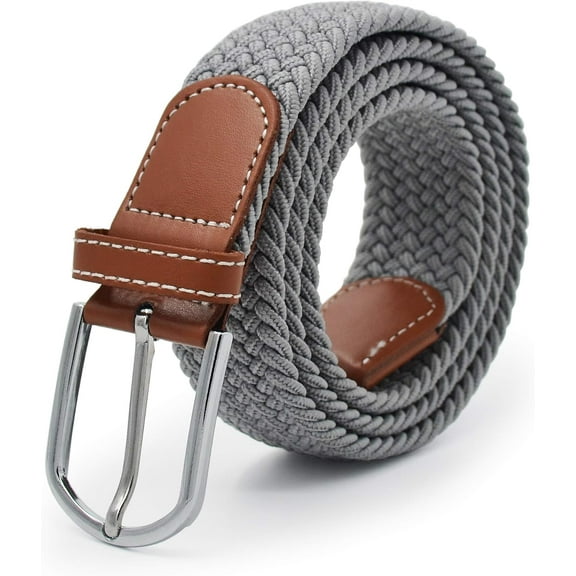 YooGuoGuo Weave Elastic Belt, Unisex Braided Casual Outdoor Fabric Woven Belt Waist Straps with Metal Buckle