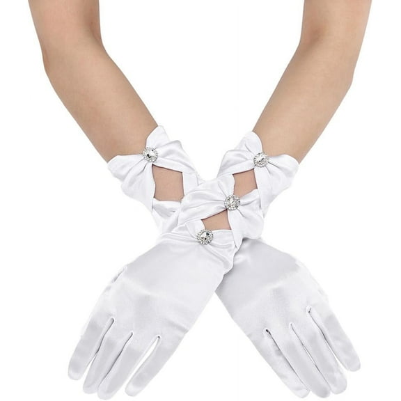 YooGuoGuo White Satin Gloves for Women