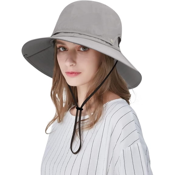 YooGuoGuo Wide Brim Outdoor Fishing Hat Waterproof Bonnie Hats Cooling Safari Hunting Hat with Strap Mesh Bush Jungle Sun Cap