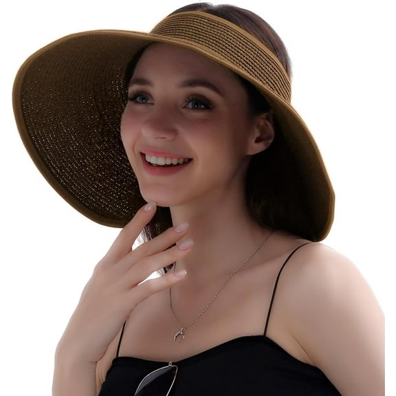 YooGuoGuo Wide Brim Straw Sun Hats for Women Summer Beach Vacation Essential Foldable Packable with Ponytail Design Perfect for Travel.